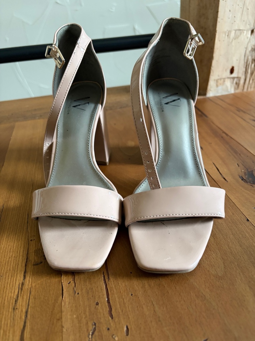 Worthington Patent Block Heel Ankle-Strap Sandals in Blush